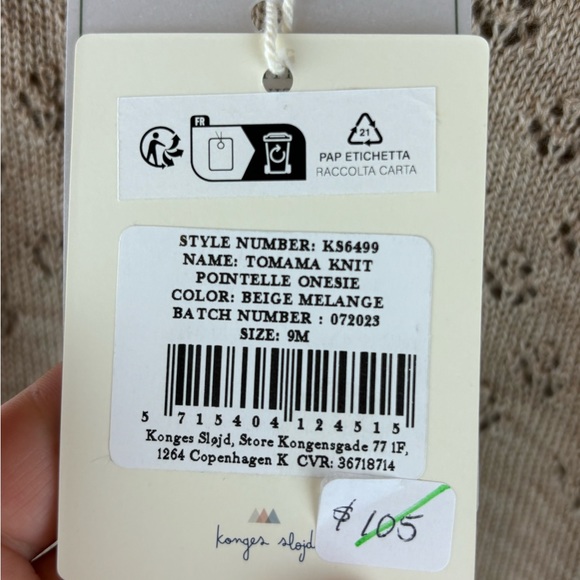 NWT Konges Slojd 100% Merino Wool Tomma Knit Pointelle Onesie Multiple Sizes - Picture 13 of 13